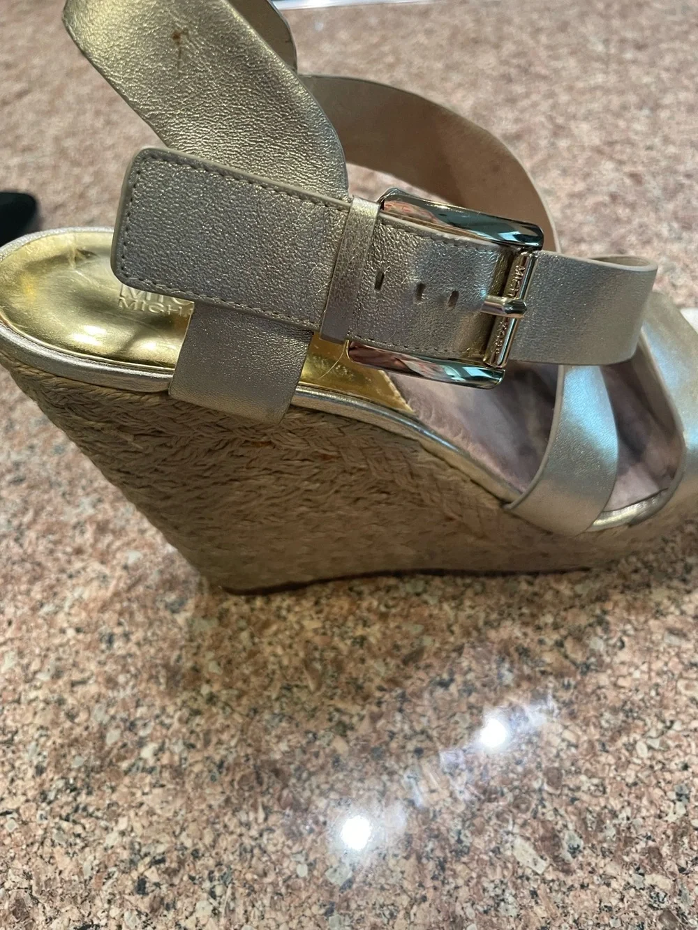 MICHAEL Michael Kors Metallic Gold Crisscross Wedge Sandals